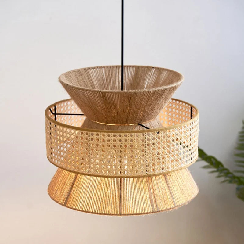 Afralia™ Vintage Style Handmade Hemp Rope Pendant Light for Dining Room Hotel Tables