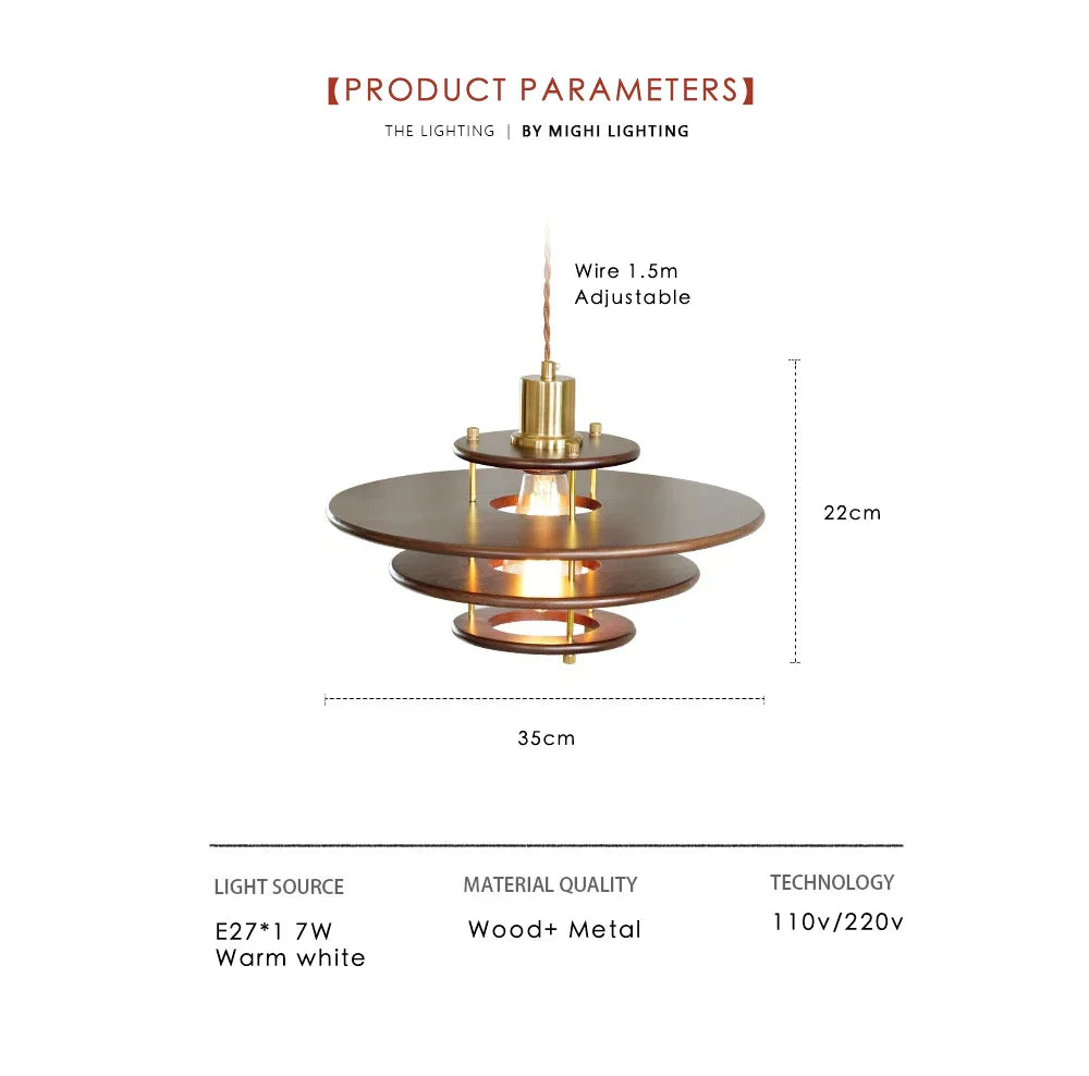 Afralia™ Wooden PH5 Pendant Light Walnut Finish for Living Room & Kitchen