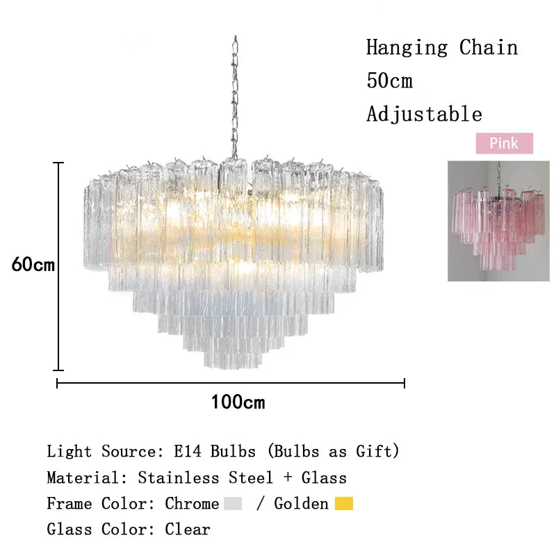 Afralia™ Pink Glass Chandelier LED Light Fixture for Ceiling Living Room Decor