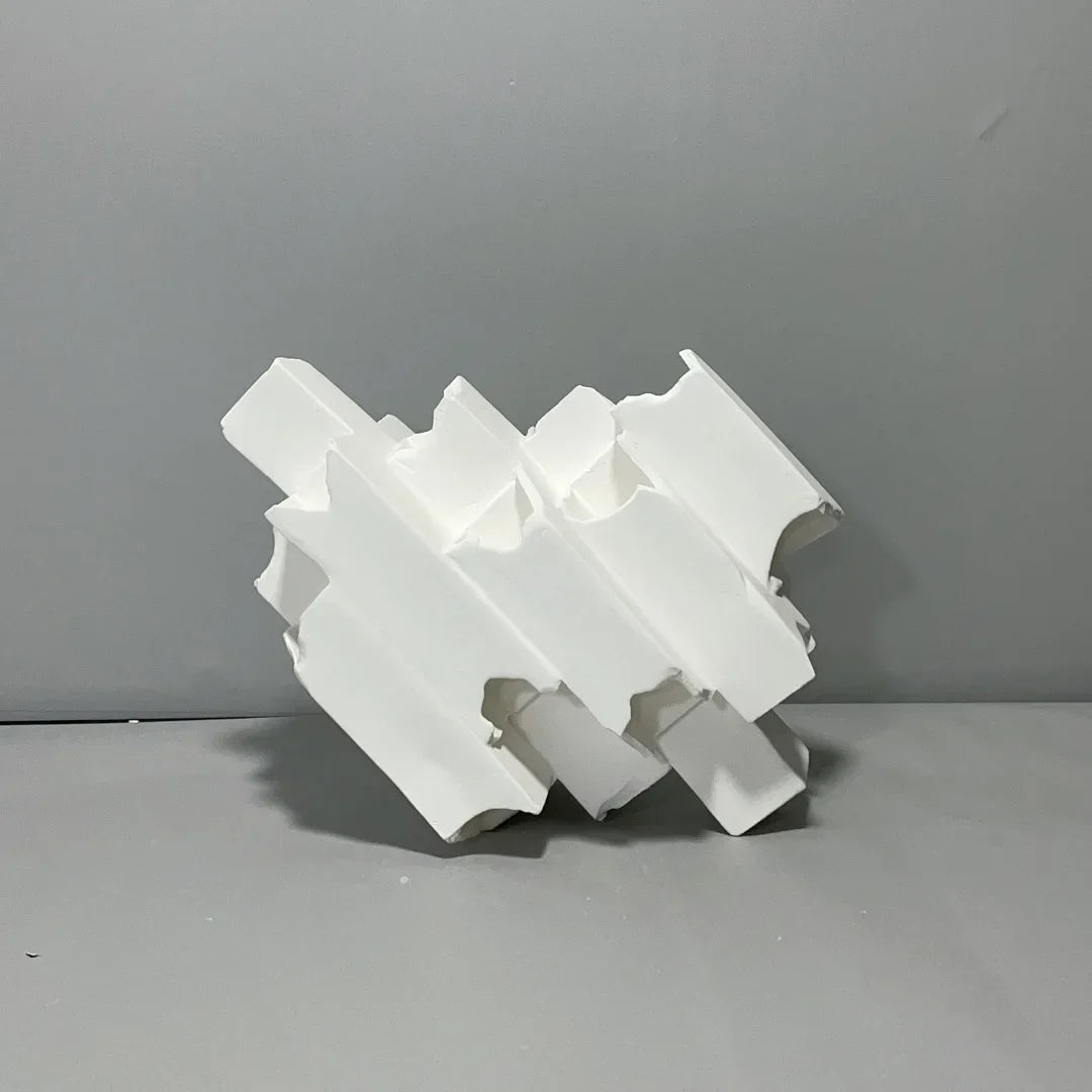 Afralia™ Geometric Ceramics Flower Arrangement Sculpture Square Pipe Irregular Decor