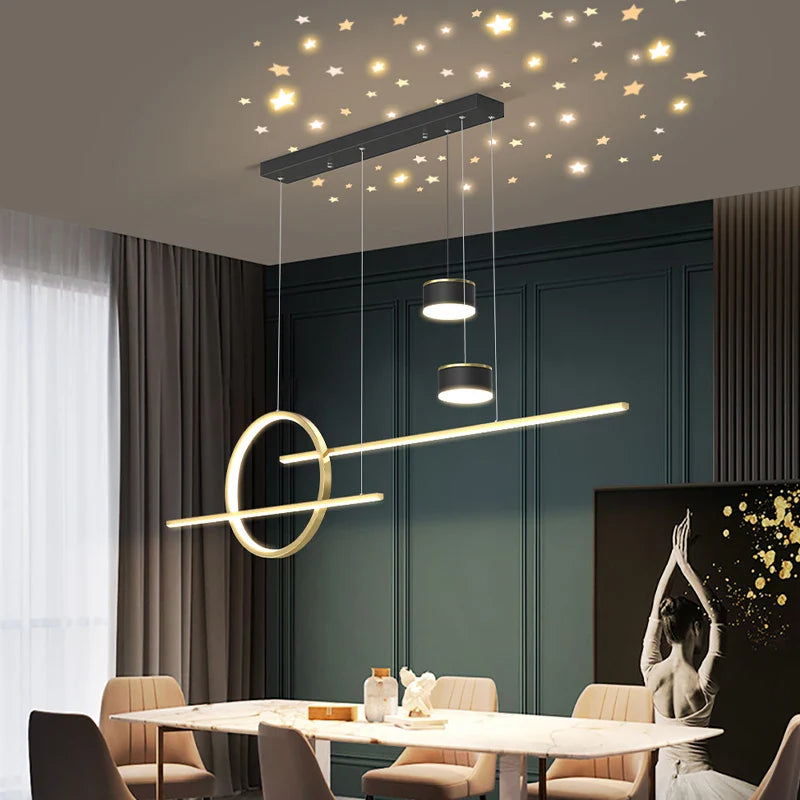 Afralia™ Black Nordic Style LED Pendant Lights for Living Room Dining Room Lighting