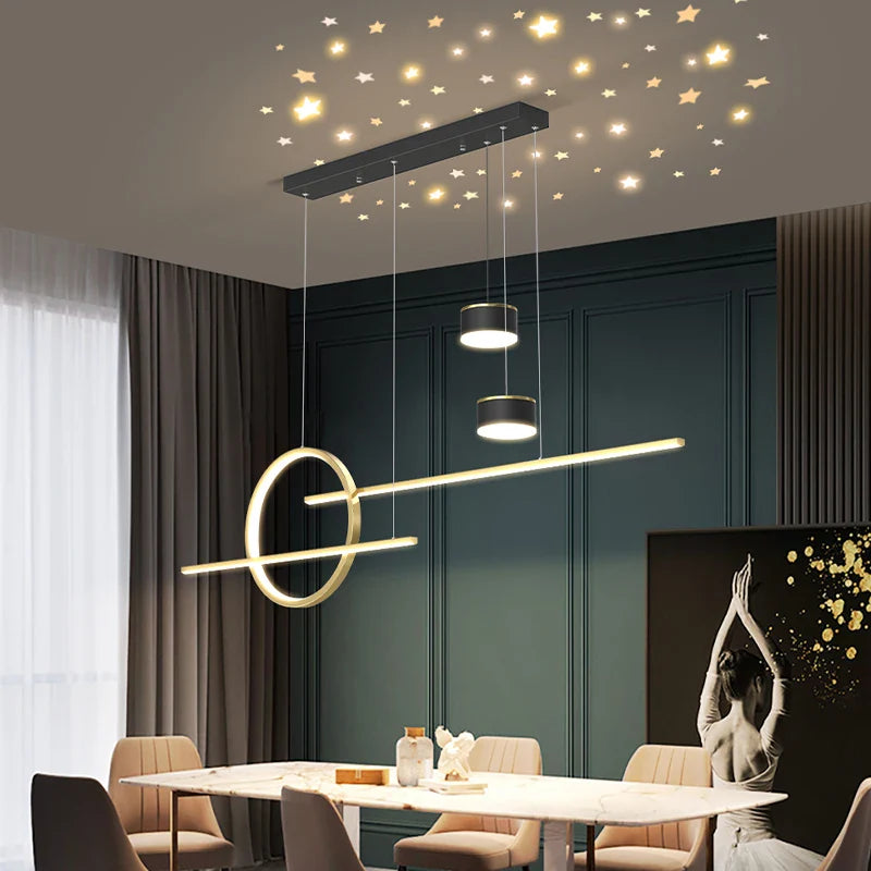 Afralia™ Black Nordic Style LED Pendant Lights for Living Room Dining Room Lighting