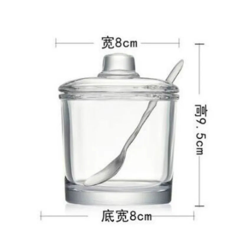 Afralia™ Glass Seasoning Can with Spoon - Spice Jar for Sugar Salt Pepper Powder
