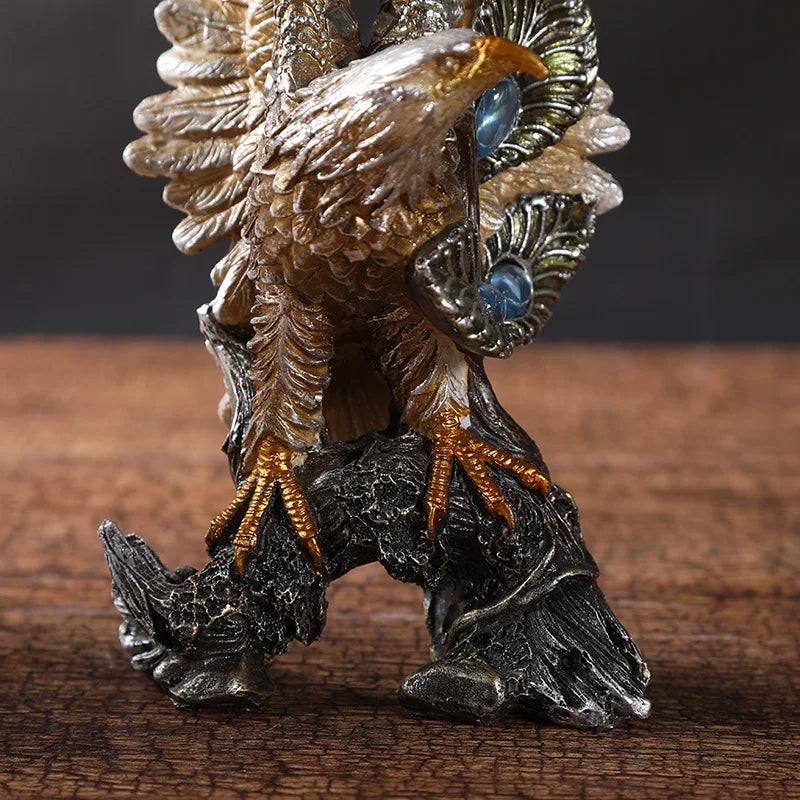 Afralia™ Golden Eagle Resin Figurines for Home Office Feng Shui Decor