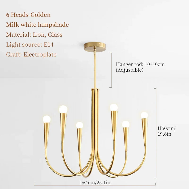 Afralia™ French Candle Led Chandelier Black Gold Kitchen Modern Island Light
