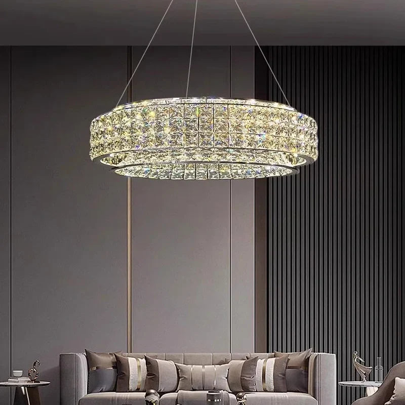 Afralia™ Crystal Chandelier LED Ceiling Light Fixture Pendant Suspension Lamp Luxe Home Decor LuxeCrystal Beauty