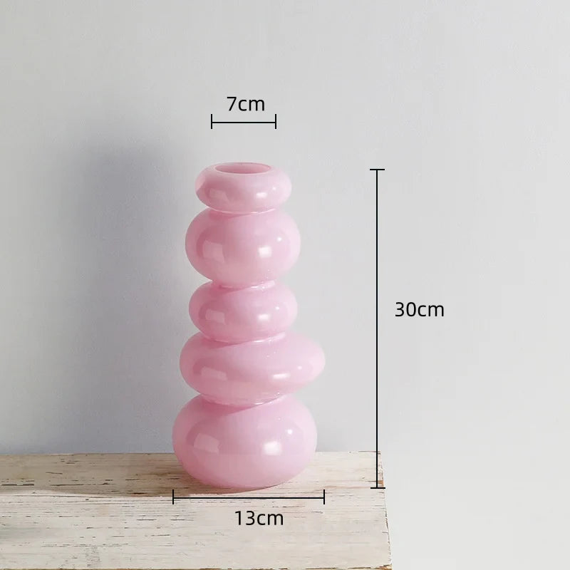 Afralia™ Geometric Glass Vase Terrarium Pebble Stack Floral Arrangement Home Decor