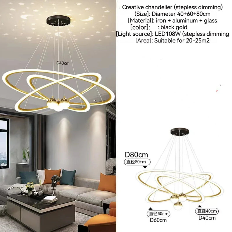 Afralia™ Modern Nordic Indoor LED Starry Sky Ceiling Chandelier