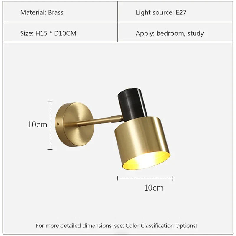 Afralia™ Iron Wall Lamp Vintage Simple Single Brass Light Small E27 Bedside Aisle Balcony