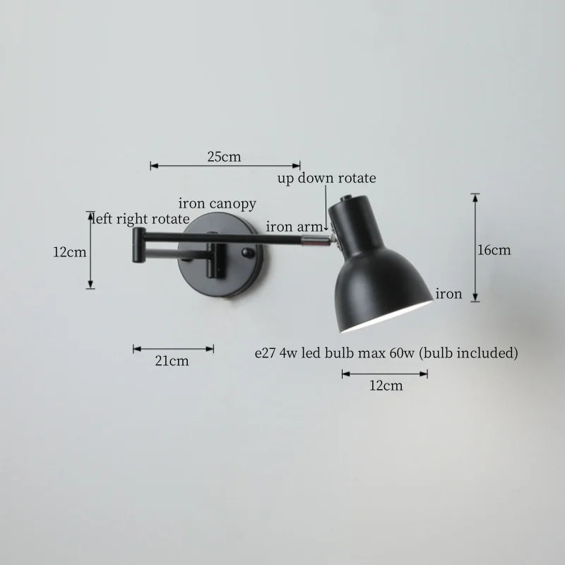 Afralia™ Black Iron LED Wall Sconce for Home Decor - Modern Nordic Style