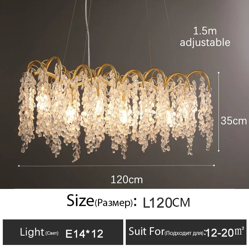 Afralia™ Modern Luxury Crystal Chandelier Golden Gloss LED Ceiling Lamp