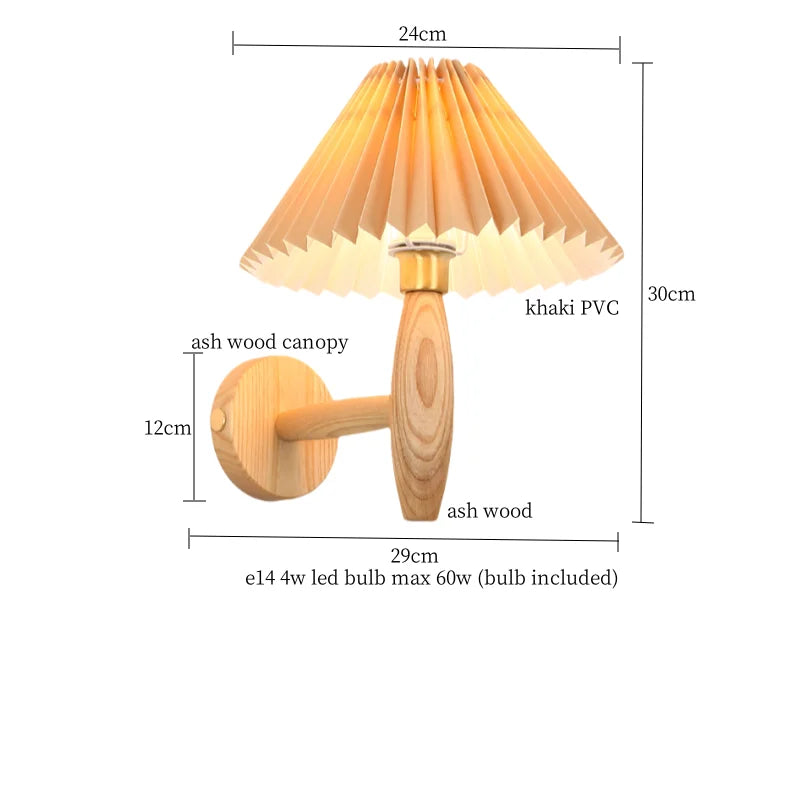 Afralia™ Cream PVC LED Wall Lamps Japanese Walnut Wood Applique Murale