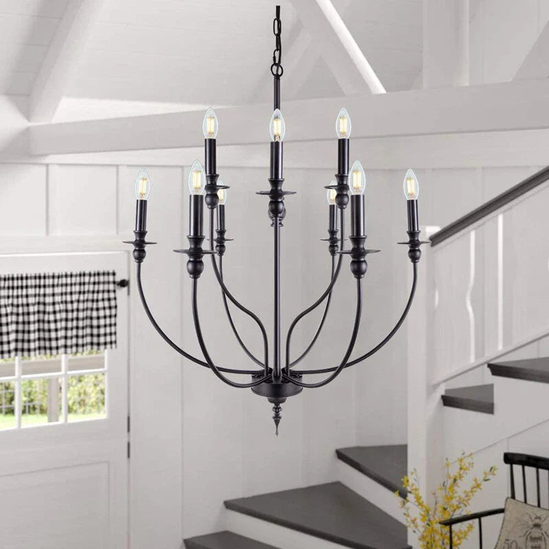 Afralia™ 9-Head Retro Industrial Chandelier with E14 Candle Lights