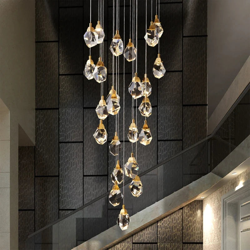 Afralia™ Nordic Villa Crystal Pendant Lights Chandelier for Home Living Room Bedroom Kitchen Shop