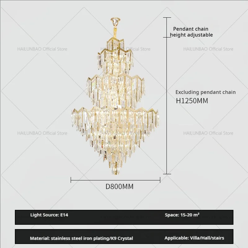 Afralia™ Crystal Chandelier | Modern Luxury Duplex Building Chandelier for Villa and Hotel