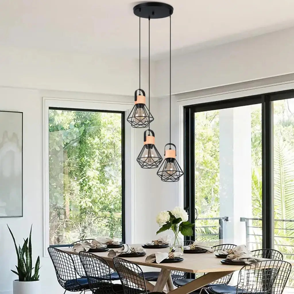 Afralia™ Wrought Iron Caged Pendant Light for Industrial Style Decor