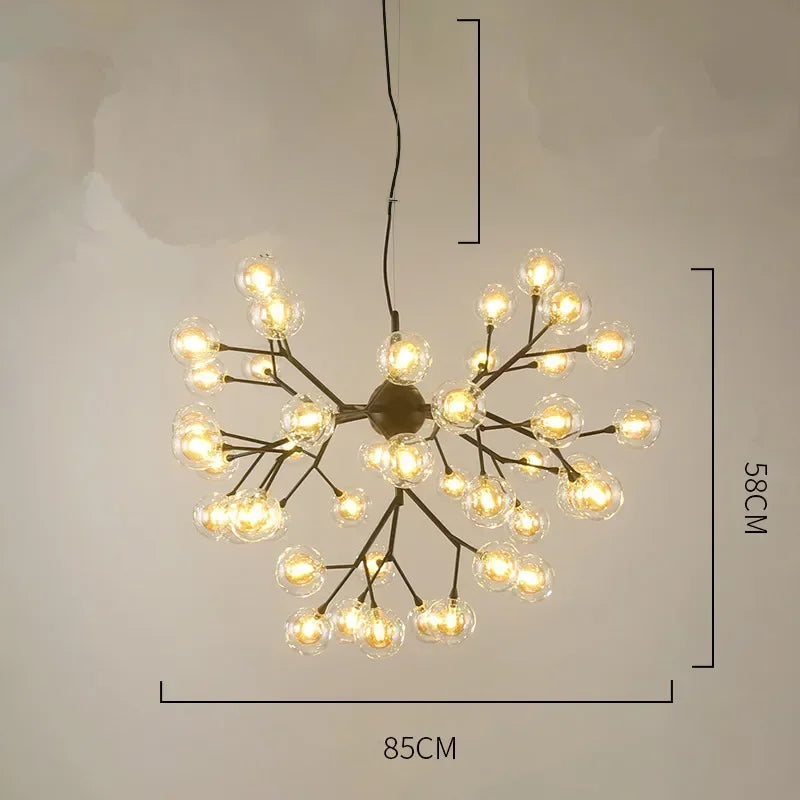 Afralia™ Heracleum Firefly Glass Round Ball Chandelier - Luxury Staircase Dining Room Lighting