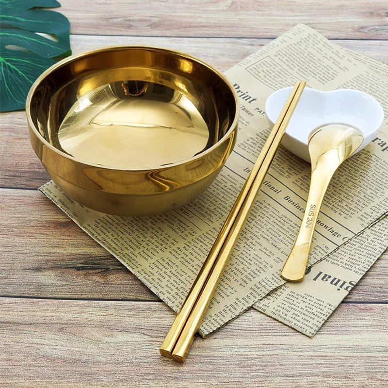 Afralia™ Stainless Steel Golden Bowl Dishes - Set of 2 Individual Saucers for Seasoning and Appetizers