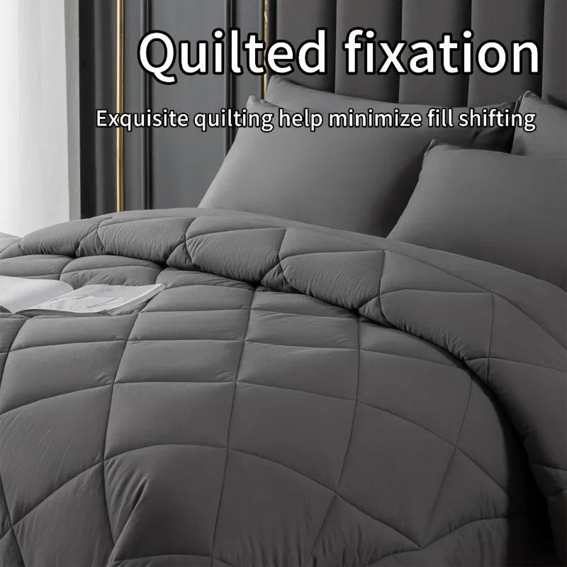 Afralia™ Cozy Quilt Set: Soft & Breathable Queen/King Size Comforter with Duvet & Pillowcase