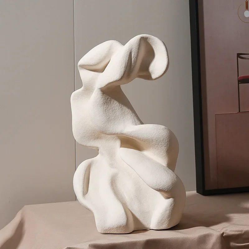 Afralia™ Ceramic Curl Sculpture Decor Modern Porcelain Figurine Room Decoration