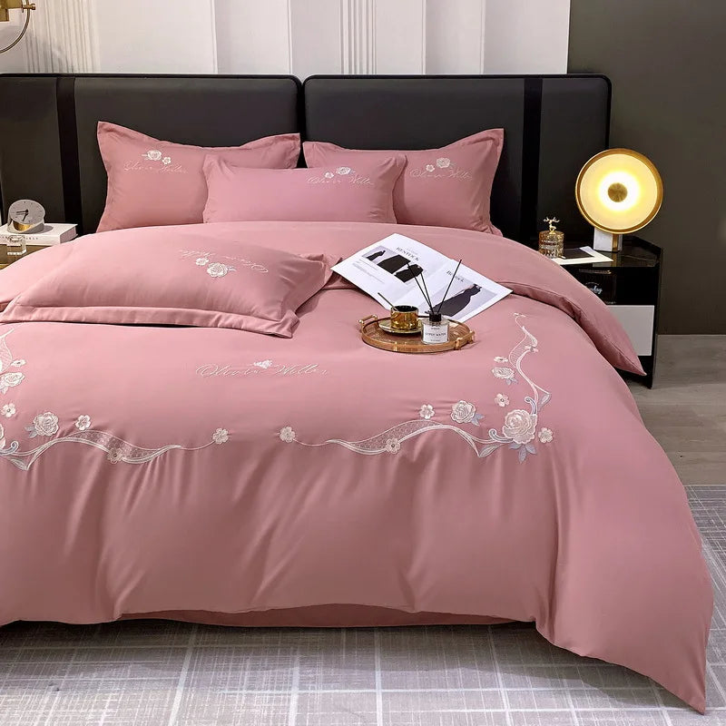 Afralia™ Luxe 100% Cotton Embroidered Bedding Set: Soft, Thick & Cozy Long Staple Comforter Kit