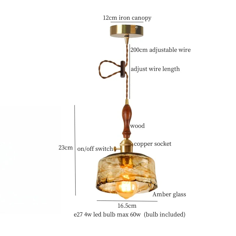 Afralia™ Nordic Glass Copper Pendant Light - LED Hanging Fixture for Bar, Loft, Bedroom, Kitchen