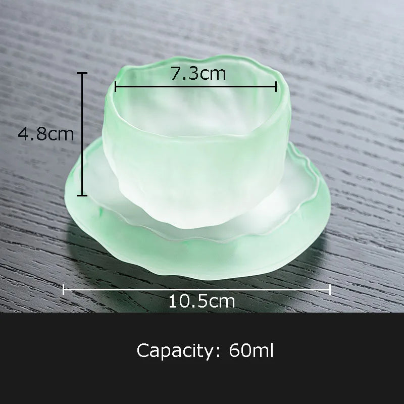 Afralia™ Pink Glass Tea Cups with Saucer Set for Afternoon Tea or Coffee