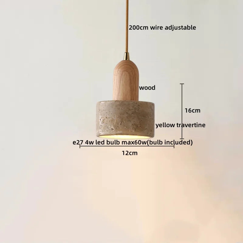 Afralia™ LED Yellow Travertine Hanging Lamp for Home Decor and Lighting Fixtures