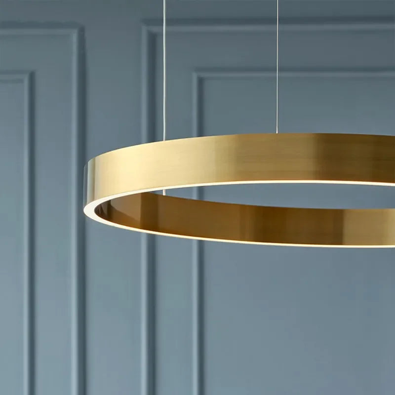 Afralia™ Gold LED Chandelier: Modern Hanging Light for Dining Room & Bedroom