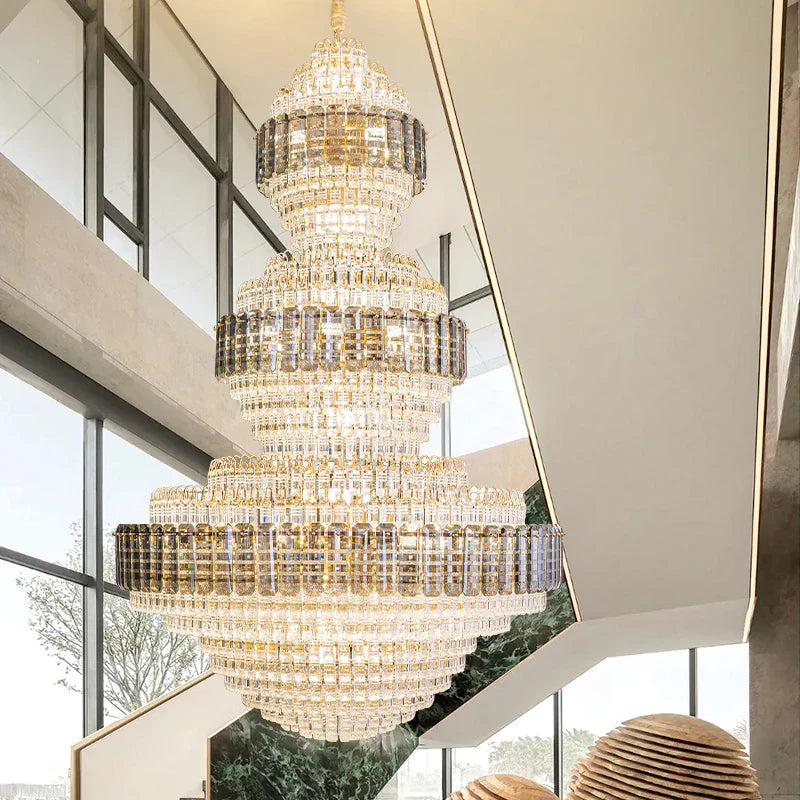 Afralia™ European Crystal Duplex Chandelier for Elegant Living Room and Villa décor.