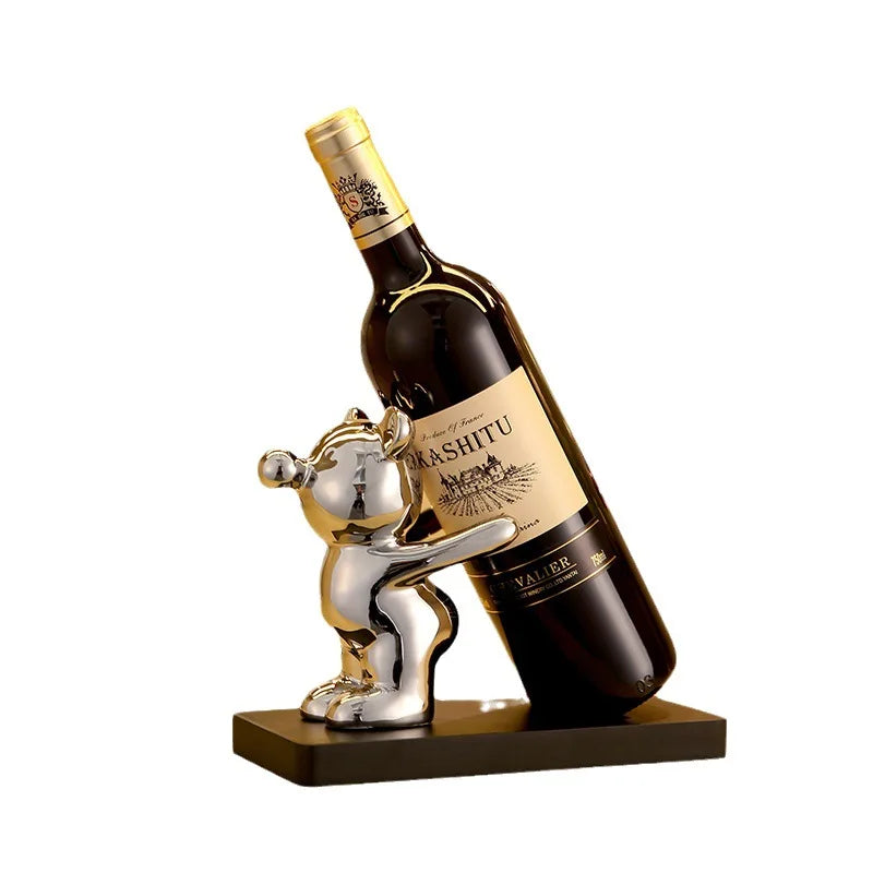 Afralia™ Ceramic Teddy Bear Wine Rack: Luxurious Home Decor for Living Room, Dining Area, or Wine Cabinet