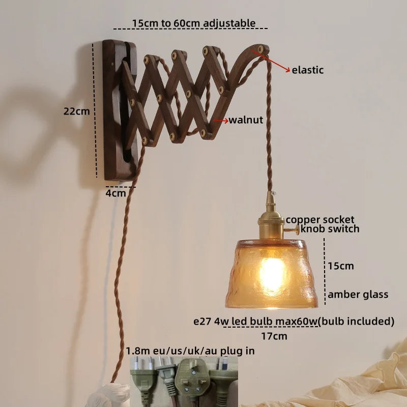 Afralia™ Walnut Copper LED Wall Lights - Modern Bedroom Balcony Living Room Decor