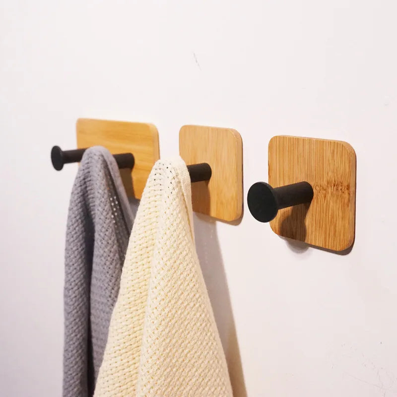 Bamboo Robe Hook Stainless Steel Wall Hanger for Clothes, Bags, Keys - Afralia™