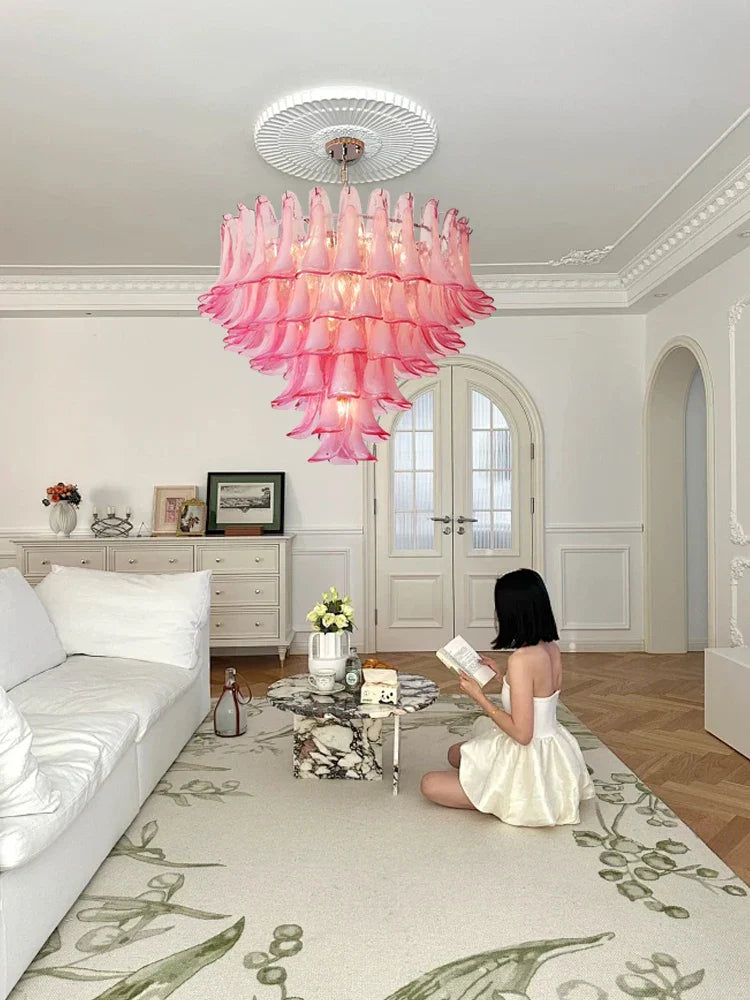 Afralia™ Pink Glass Luxury Chandeliers: Elegant French Style LED Lighting for Girl's Room