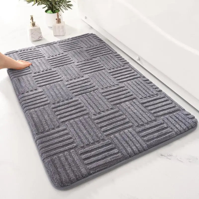 Afralia™ Cotton Velvet Striped Floor Mat: Soft & Non-Slip Bathroom Carpet