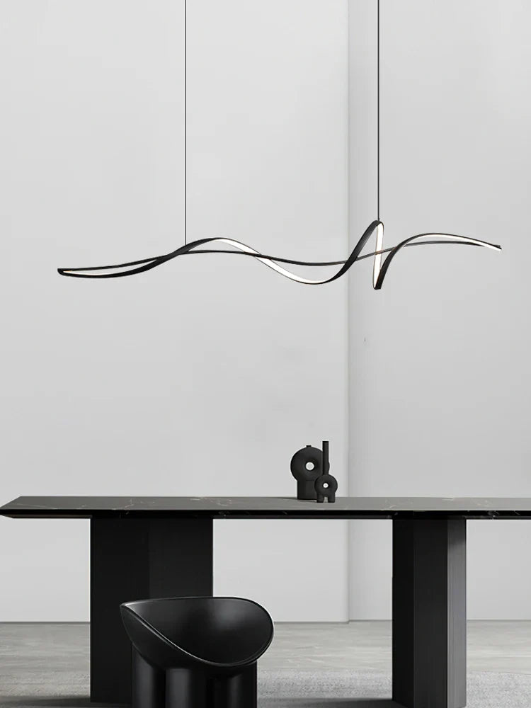 Afralia™ Modern Curved LED Pendant Lights - Minimalist Dining Room Chandelier