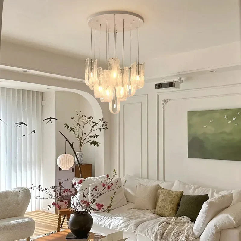 Afralia™ Glass Pendant Chandelier Ceiling Light Fixture for Home Dining Room Luxe Decor