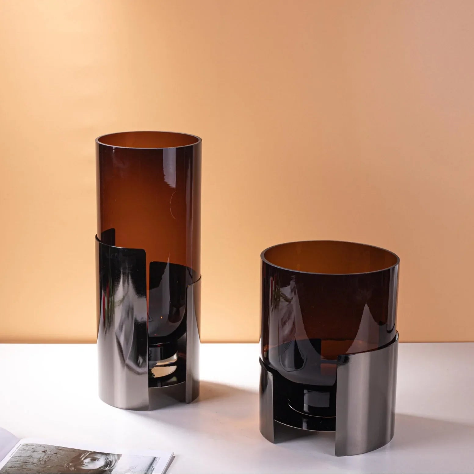 Afralia™ Amber Glass Vase: Stylish Terrarium and Room Decoration Accessory