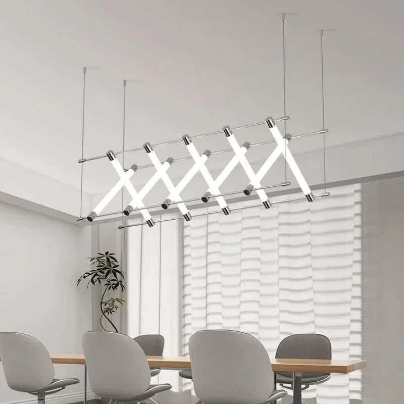 Afralia™ Modern Steel Bar LED Pendant Lights for Kitchen Island, Minimalist Acrylic Hanging Lamp Fixture