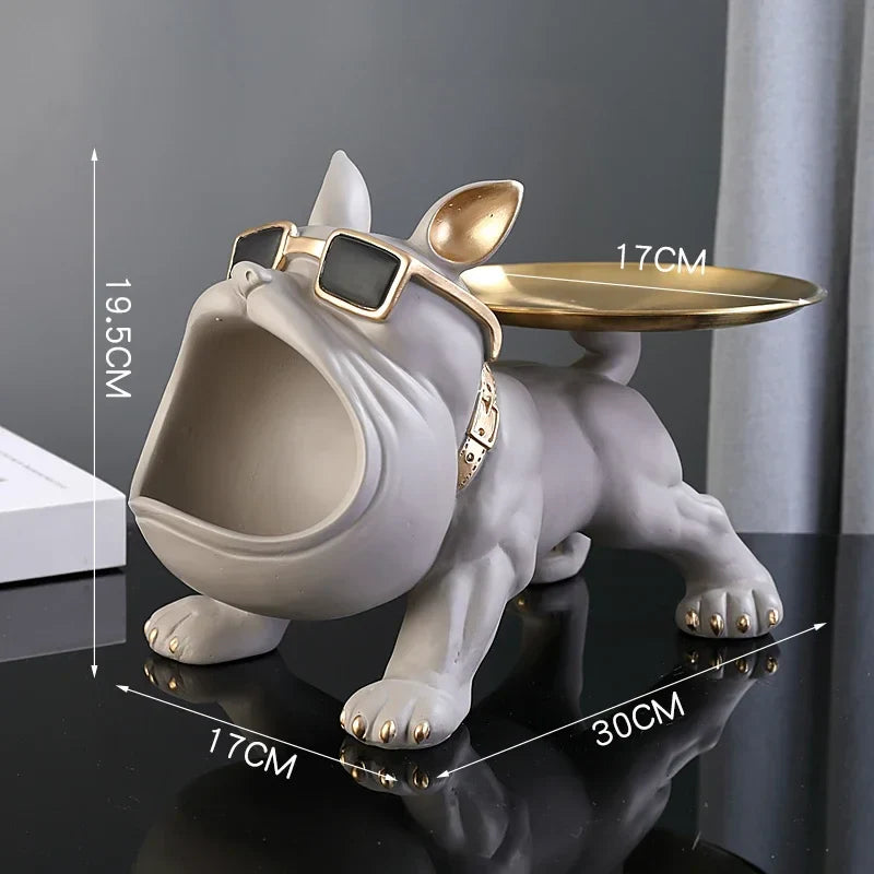 Afralia™ Bulldog Figurine Storage Box Resin Craft Home Decor Sculpture Ornament