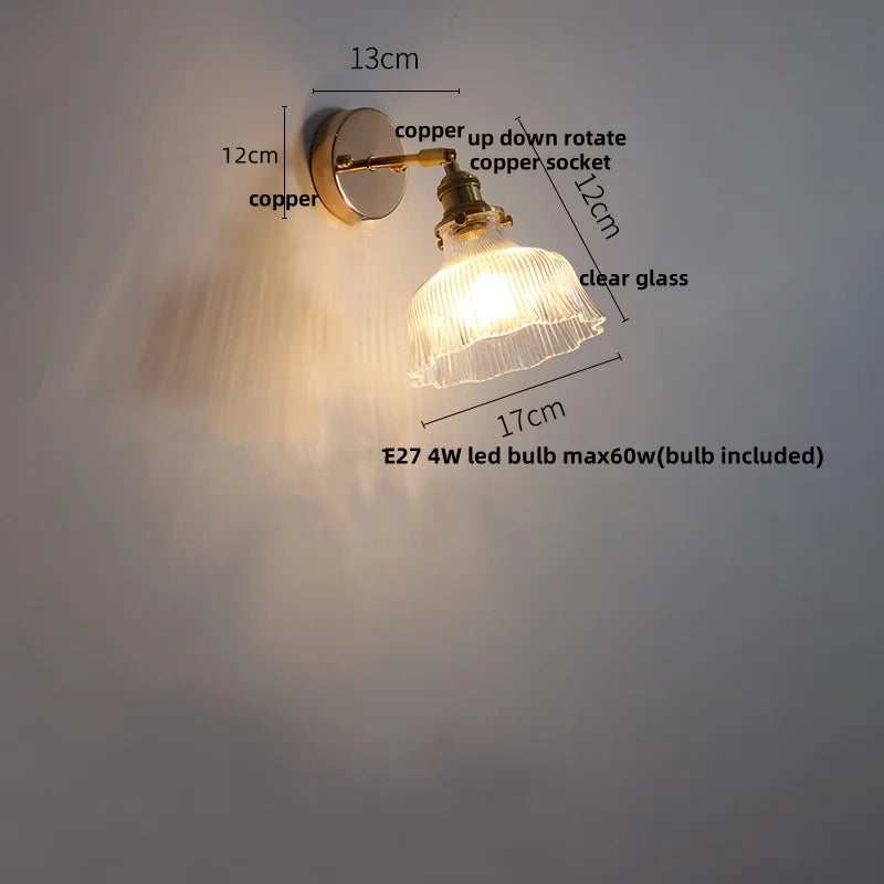 Afralia™ Rotatable LED Wall Sconce Clear Glass Reading Lamp with Pull Chain Switch