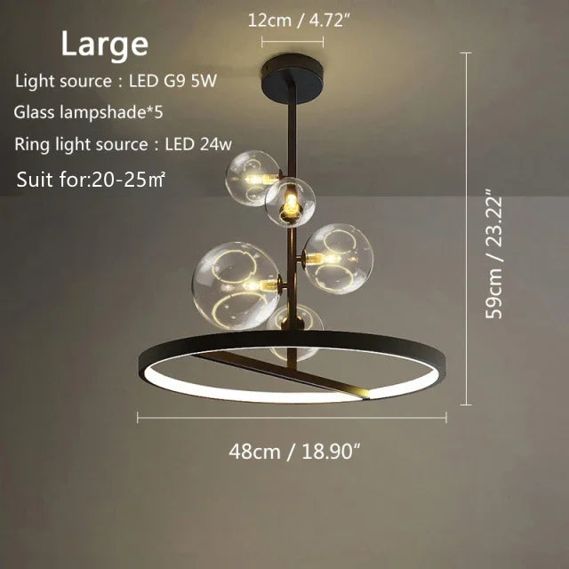 Afralia™ Glass Ball Chandelier: Designer Dining Table Bubble Lamp for Indoor LED Lighting