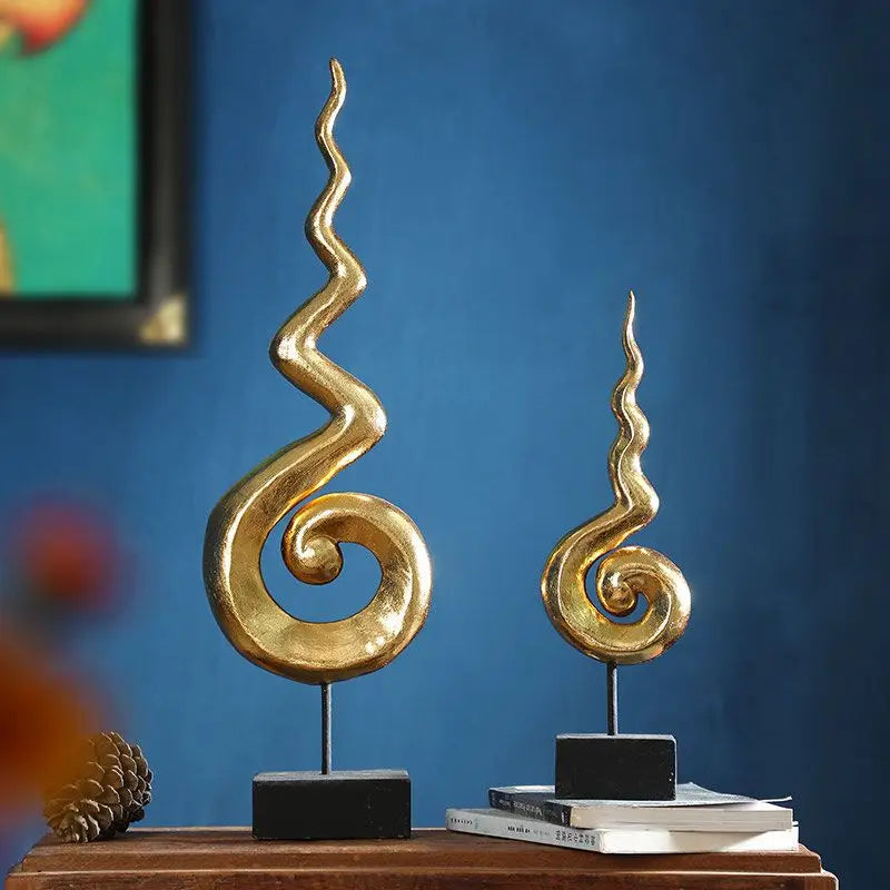 Afralia™ Orange Gold Ceramic Statue, Modern Decor for Living Room, Office, Coffee Table