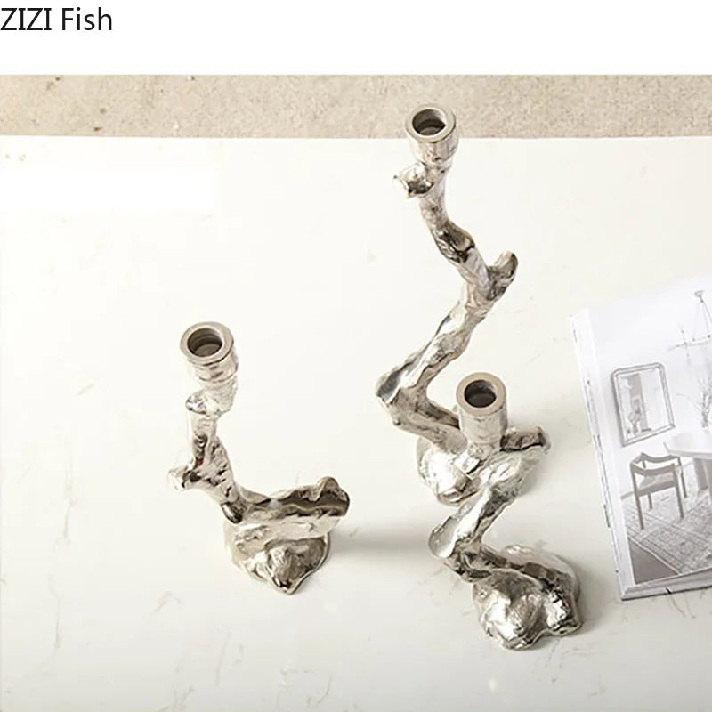 Afralia™ Silver Metal Tree Branch Candle Holder Table Decoration Wax Melt Burner