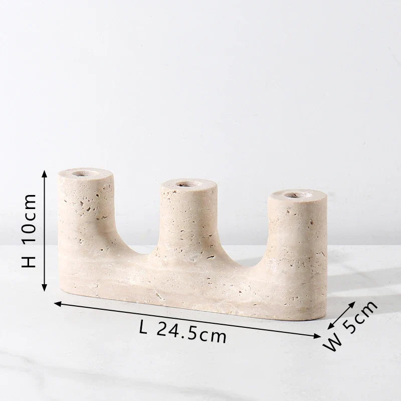 Afralia™ Travertine Marble Taper Candle Holder - Vintage Candlestick Holder