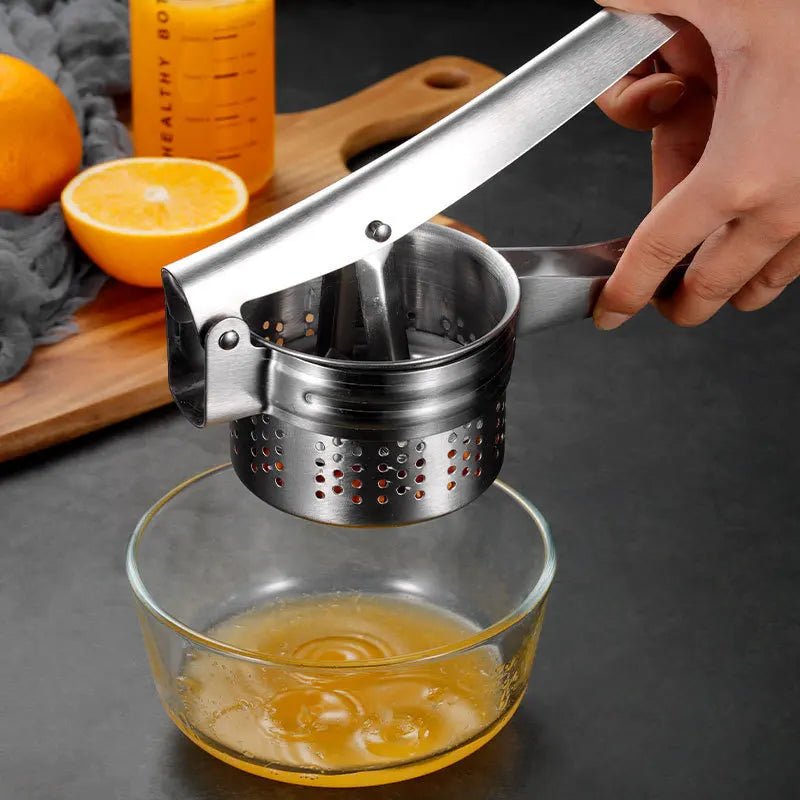 Afralia™ Stainless Steel Fruit Press Juicer Citrus Squeezer Lemon Potato Masher Home Kitchen