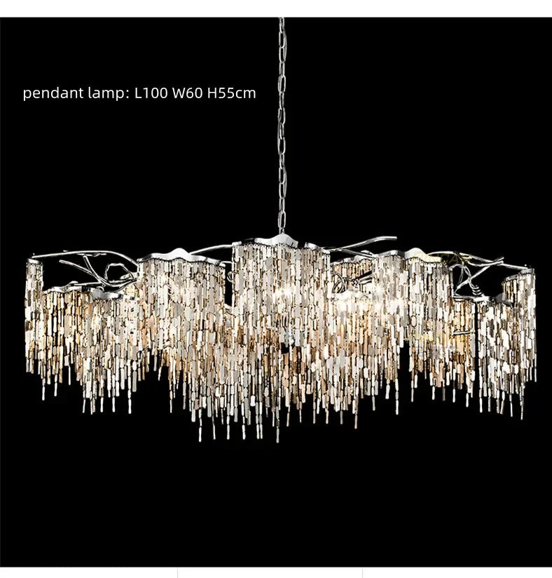 Afralia™ Modern Steel LED Chandelier: Elegant Living Room Lighting Fixture