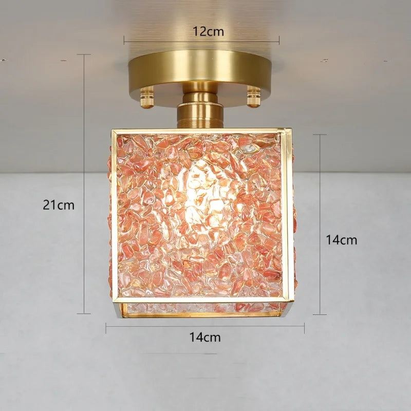 Afralia™ Copper Glass LED Ceiling Light - Luxury Crystal Modern Fixture