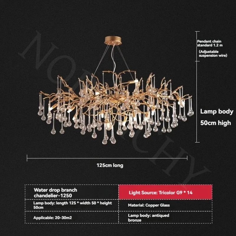 Afralia™ French Crystal Chandelier: Full Copper, High Grade, LED, Elegant for Dining Room & Living Room