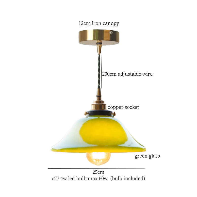 Afralia™ Green Glass LED Pendant Lamp for Living & Dining Room Decor